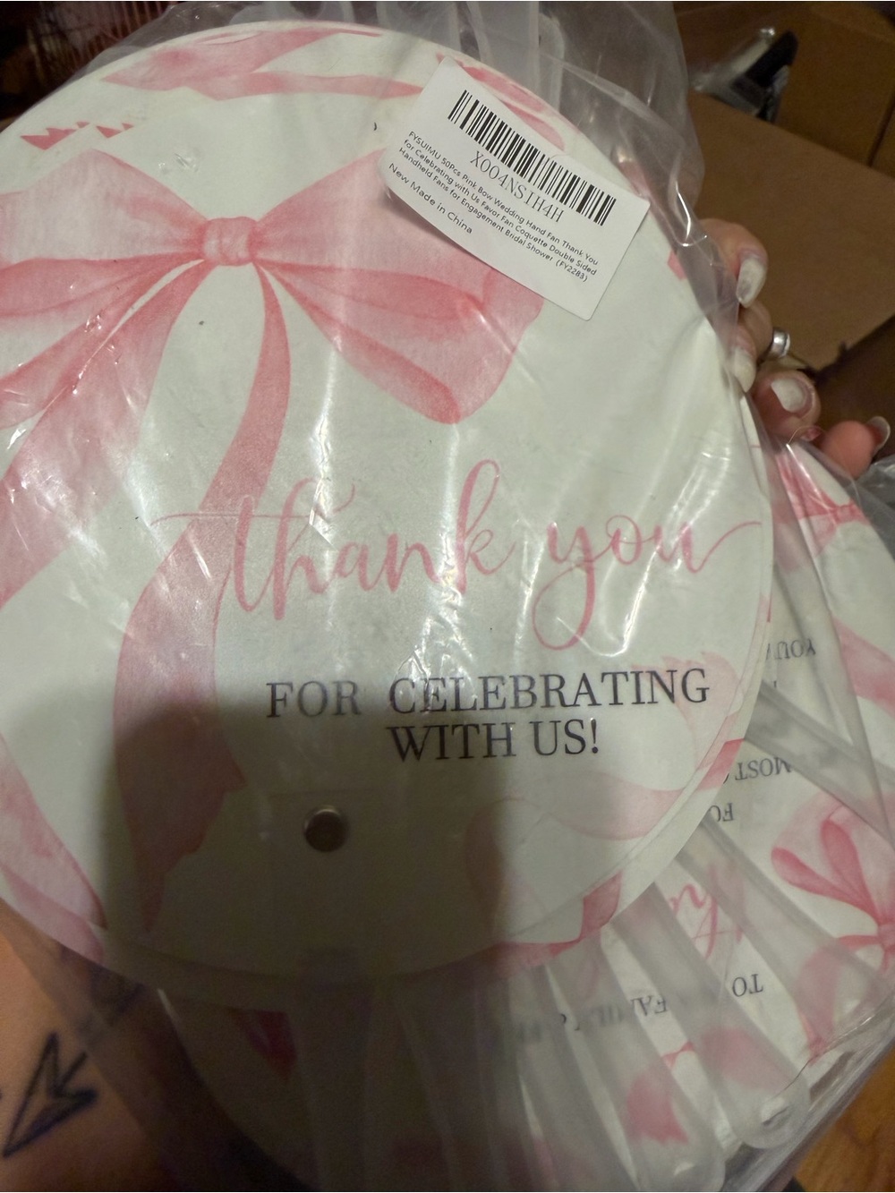 Pink Thank You Disposable Party Plates with Bow - Pack